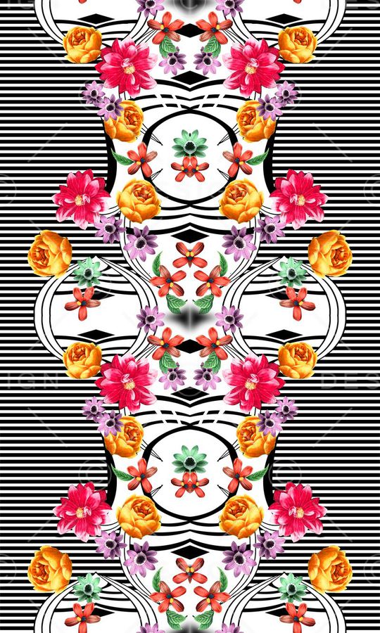 几何 花卉 定位印花华亿平台图片