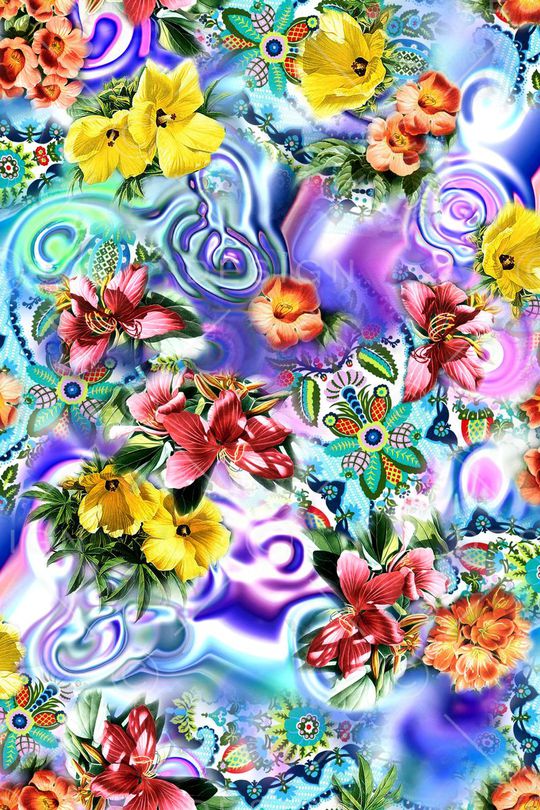 多彩 迷人 花卉 照片 几何印花华亿平台图片