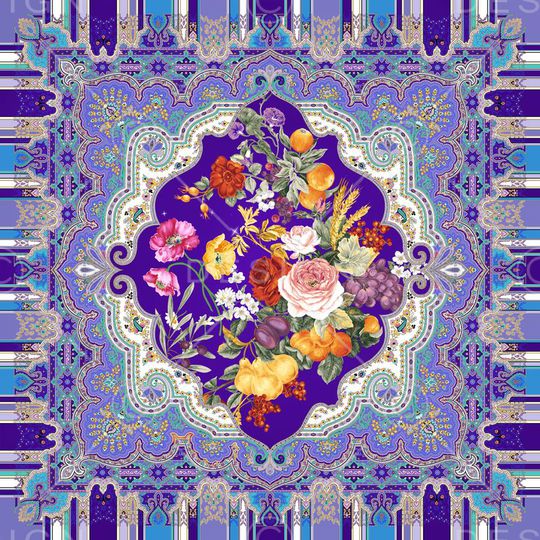 方巾 欧式 宫廷 复古 花卉 印花华亿平台图片