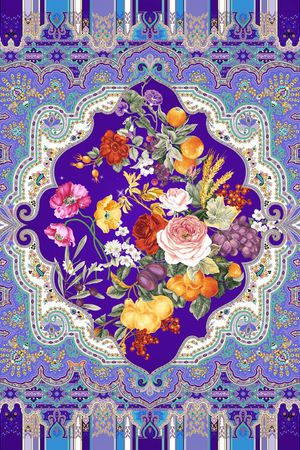 方巾 欧式 宫廷 复古 花卉 印花华亿平台图片