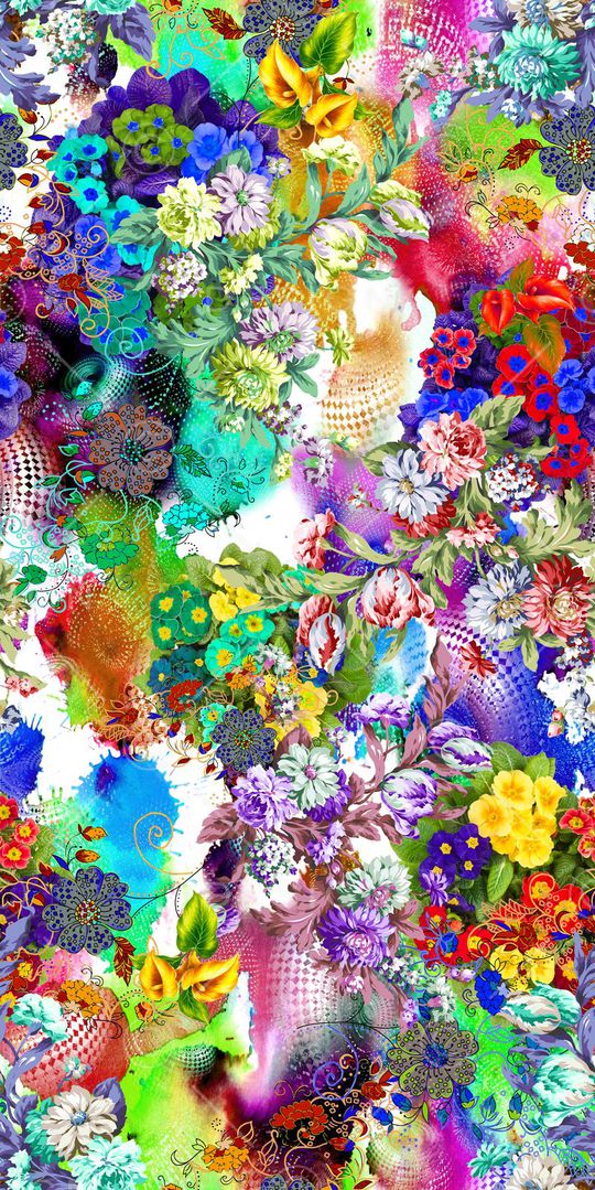 多彩 花卉 鲜艳印花华亿平台图片