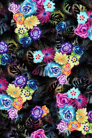 花卉 粉笔效果 暗黑印花华亿平台图片