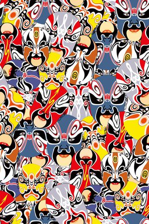 中国风 脸谱 京味儿 文化印花华亿平台图片