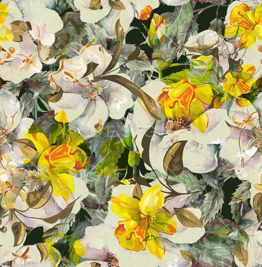 花卉 乱花 叠花印花华亿平台图片