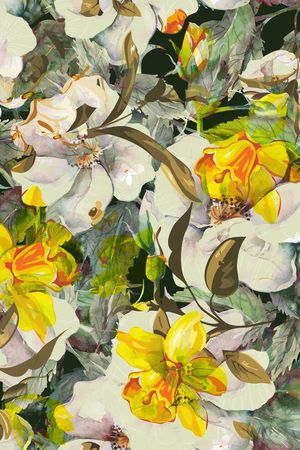 花卉 乱花 叠花印花华亿平台图片