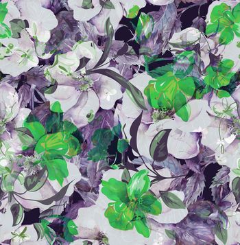 257078-水墨水彩笔触乱花复叠华亿平台印花