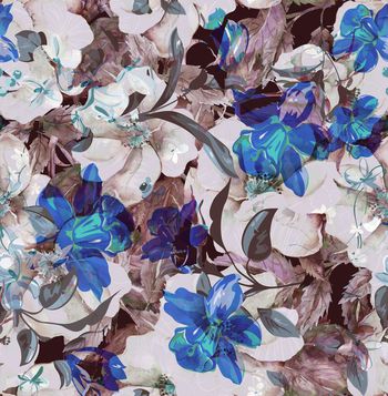 257079-水墨水彩笔触乱花复叠华亿平台印花