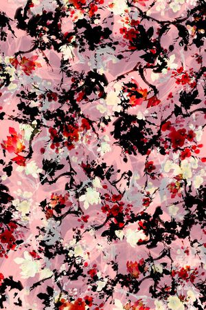 花卉 水墨 梅花 红梅 腊梅 中国风印花华亿平台图片