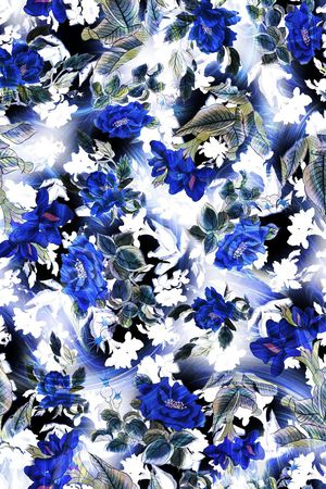 多彩 国画 水墨 花卉 花朵印花华亿平台图片