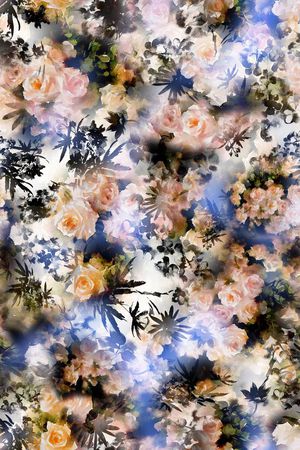 多彩 水墨 水彩效果 花卉 花朵印花华亿平台图片