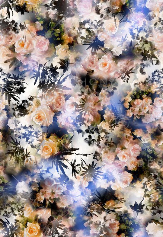 多彩 水墨 水彩效果 花卉 花朵印花华亿平台图片