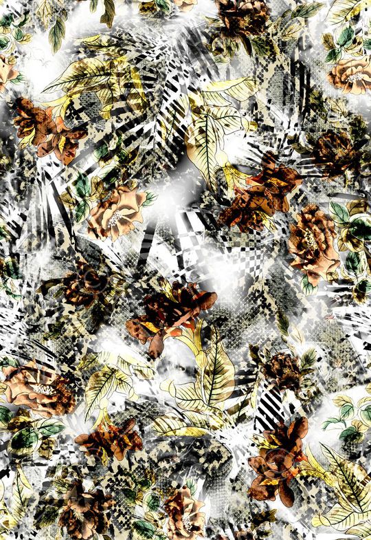 肌理 动物纹 蛇纹 蛇皮 树叶 花卉 花朵 抽象印花华亿平台图片