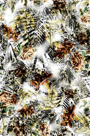 肌理 动物纹 蛇纹 蛇皮 树叶 花卉 花朵 抽象印花华亿平台图片