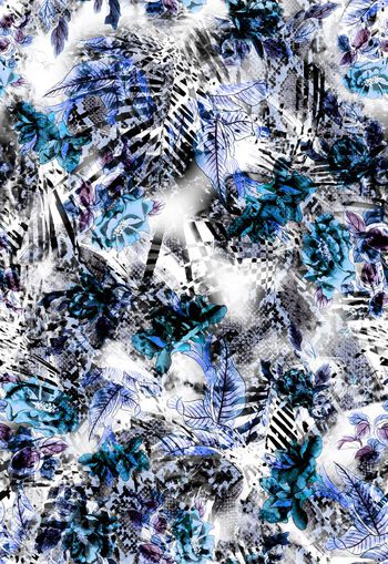 257321-动物纹蛇纹树叶花卉花朵抽象组合