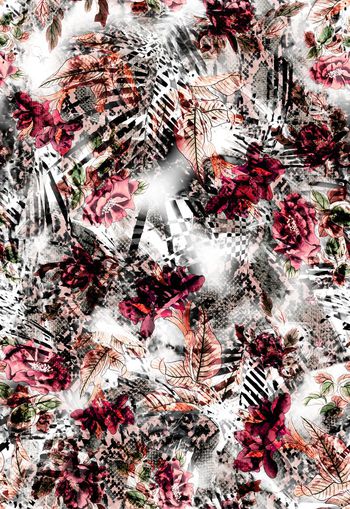 257322-动物纹蛇纹树叶花卉花朵抽象组合