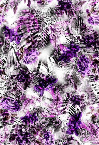 257323-动物纹蛇纹树叶花卉花朵抽象组合