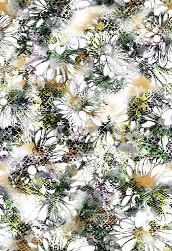 257325-动物纹蛇纹花卉花朵抽象组合