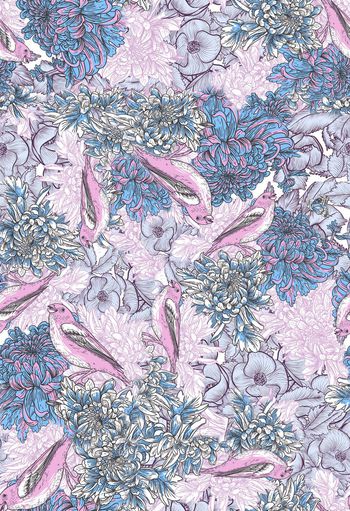 257373-WT185花鸟花卉小鸟麻雀白描线条