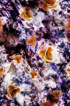 抽象 水墨 水彩 朦胧花卉 花朵印花华亿平台图片