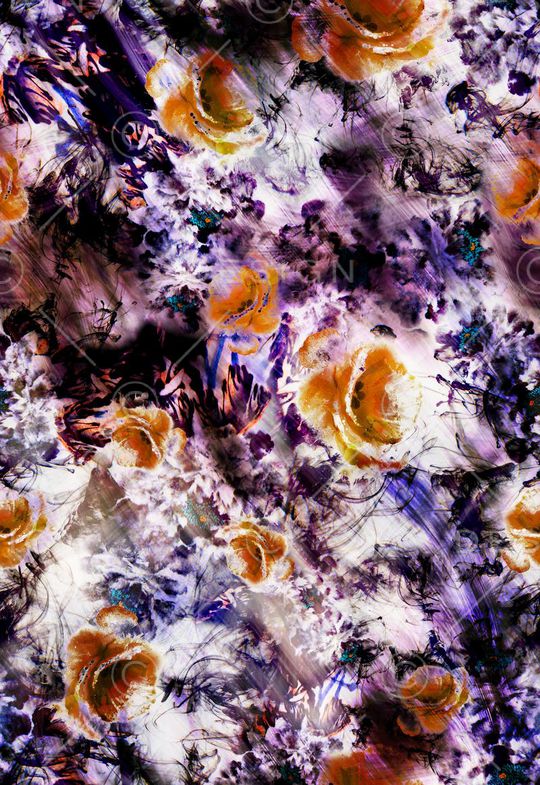 抽象 水墨 水彩 朦胧花卉 花朵印花华亿平台图片