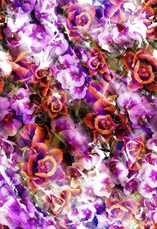 多彩 水彩效果 花卉 花朵印花华亿平台图片