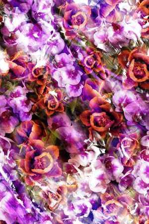 多彩 水彩效果 花卉 花朵印花华亿平台图片