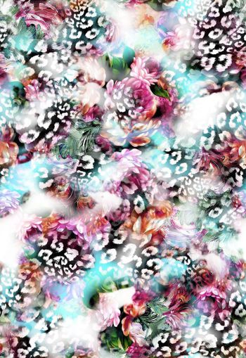 257733-多彩油画效果豹纹花卉花朵