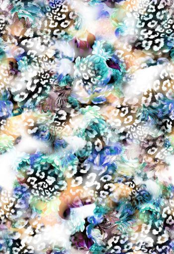 257734-多彩油画效果豹纹花卉花朵