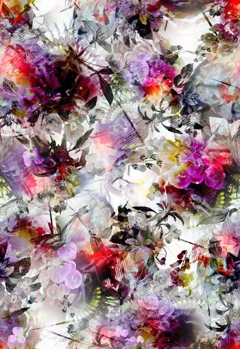 258074-抽象油画风格花卉花朵组合