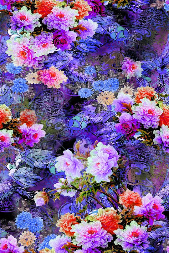 牡丹印花华亿平台图片