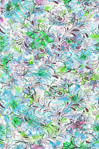 258101-水彩笔触大花卉抽象朦胧印花