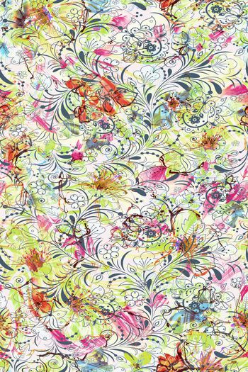 258102-水彩笔触大花卉抽象朦胧印花