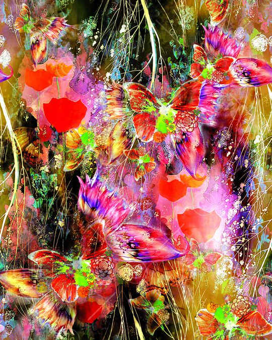 蝴蝶印花华亿平台图片