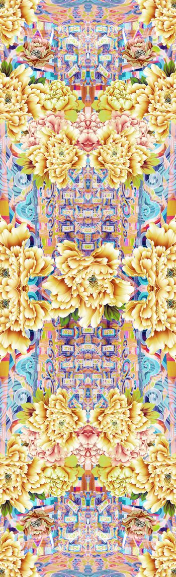 258517-富贵牡丹花卉传统民族印花长巾