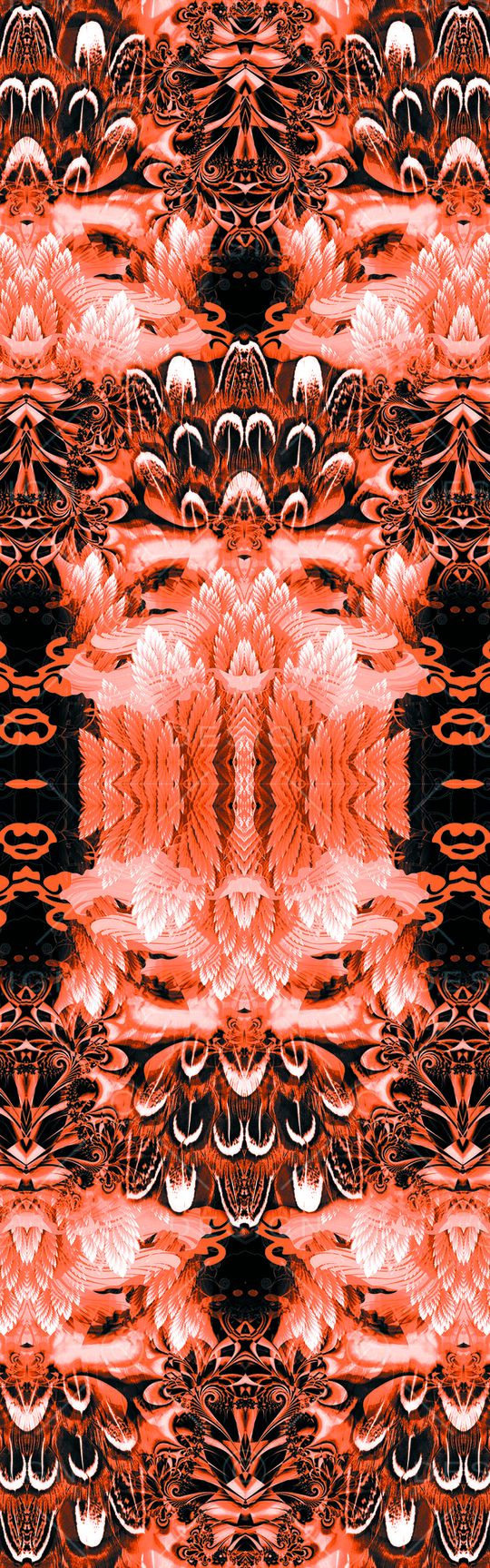 对称 镜像 羽毛 长巾印花华亿平台图片