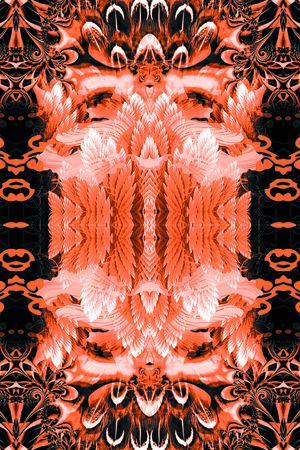 对称 镜像 羽毛 长巾印花华亿平台图片