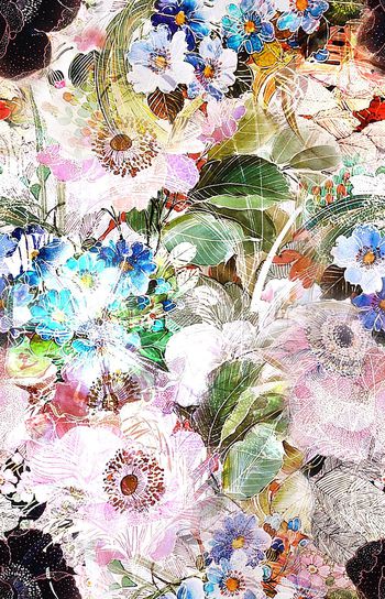 工笔 花卉 肌理 清新 淡雅 中国风印花华亿平台图片