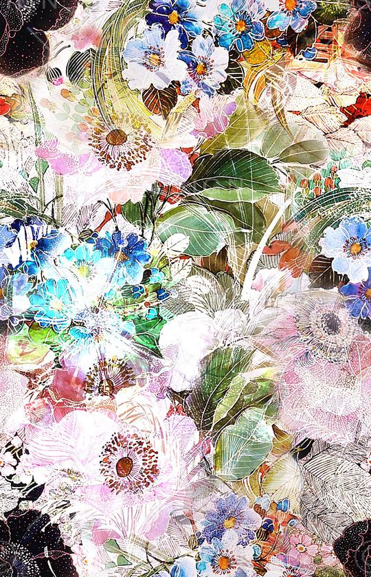 工笔 花卉 肌理 清新 淡雅 中国风印花华亿平台图片