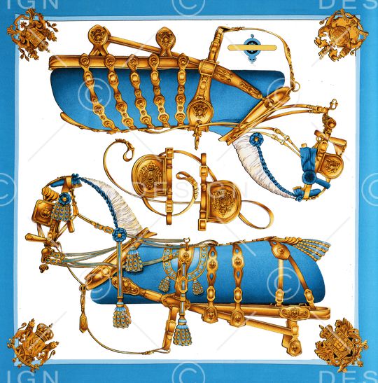 方巾 复古 欧式 套马工具 马鞍 大牌风印花华亿平台图片