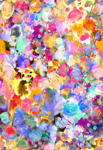 258886-水彩效果抽象花卉花朵组合