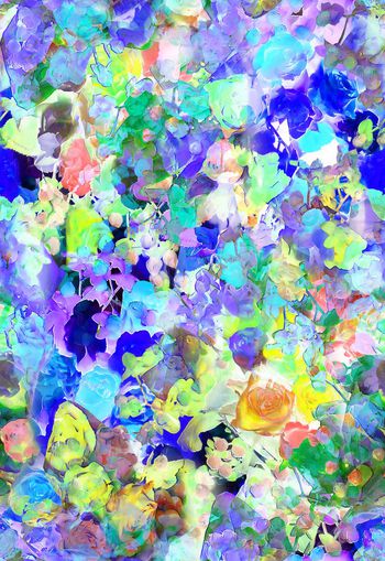 258887-水彩效果抽象花卉花朵组合