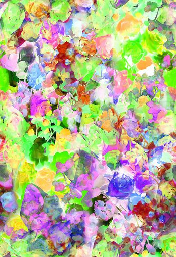 258889-水彩效果抽象花卉花朵组合