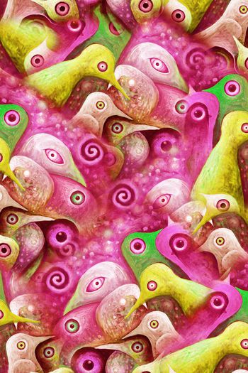 258983-抽象派小鸟油画