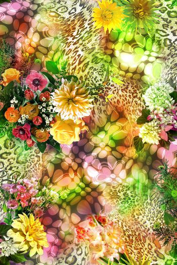 259112-光感睡莲豹纹格子几何