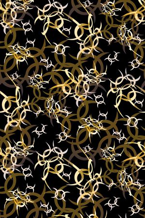 黑底  几何 抽象 月牙形印花华亿平台图片