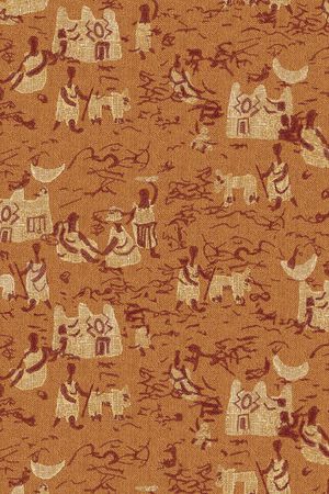 部落风 壁画 非洲风情 小人 插画 布纹印花华亿平台图片