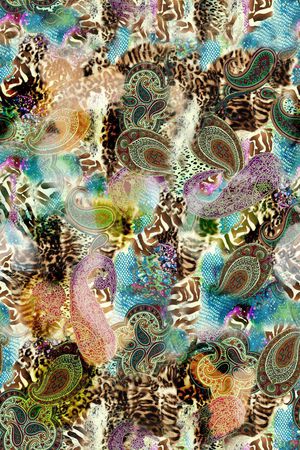 佩斯利纹。豹纹印花华亿平台图片