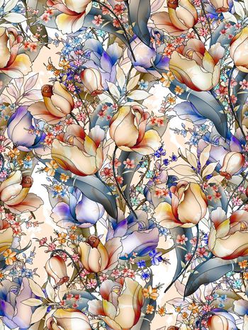 260737-多彩花卉花朵组合