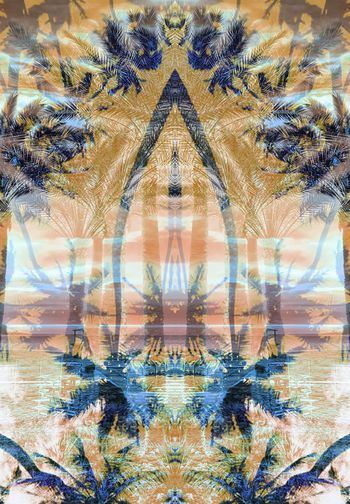 260773-前幅定位花卉热带植物椰树休闲组合印