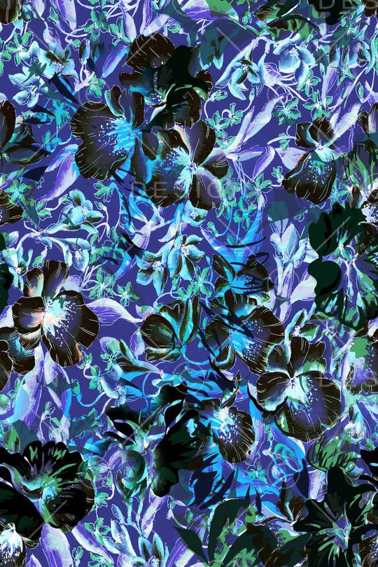 暗黑 花卉 神秘印花华亿平台图片